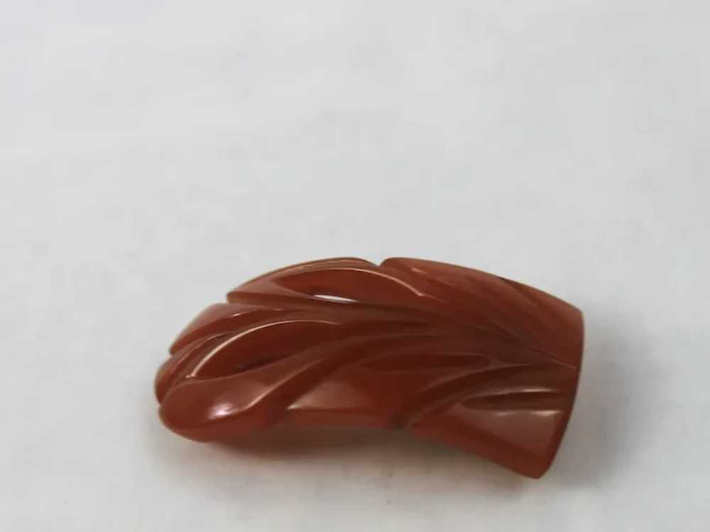 Bakelite Dress Fur Scarf Clip Russet Pierced Open… - image 2