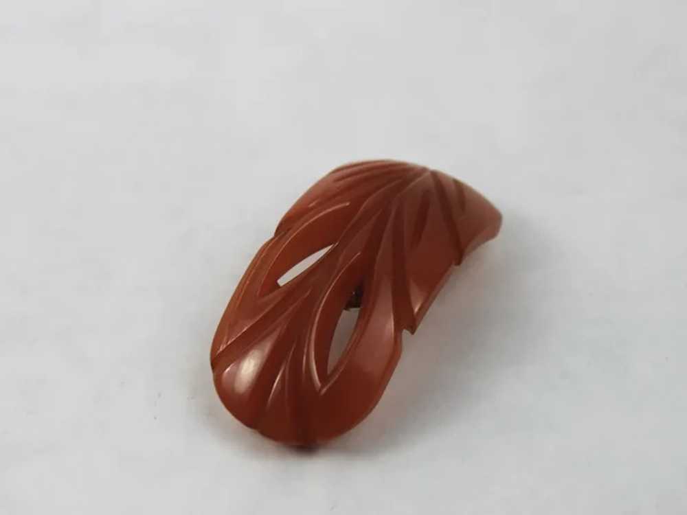 Bakelite Dress Fur Scarf Clip Russet Pierced Open… - image 3