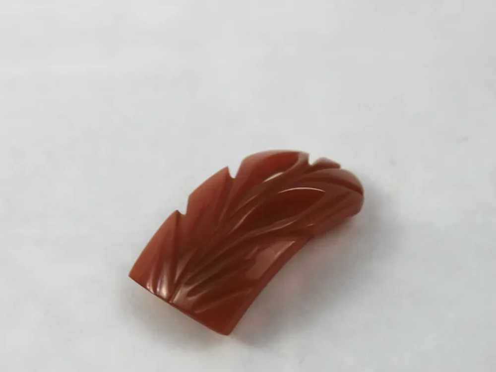 Bakelite Dress Fur Scarf Clip Russet Pierced Open… - image 4