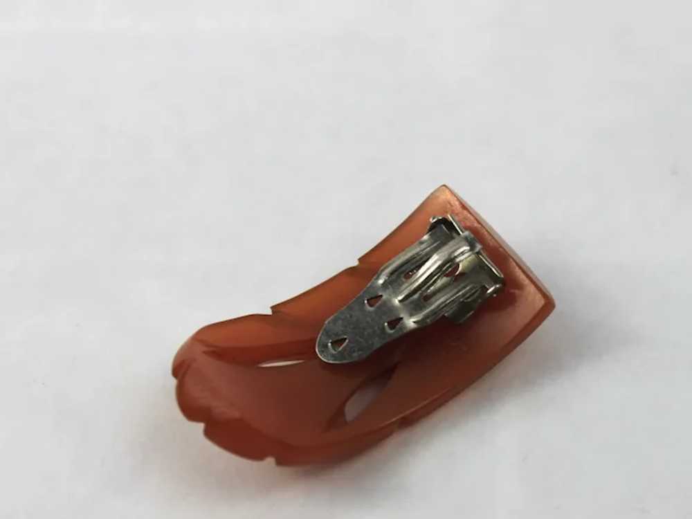 Bakelite Dress Fur Scarf Clip Russet Pierced Open… - image 5