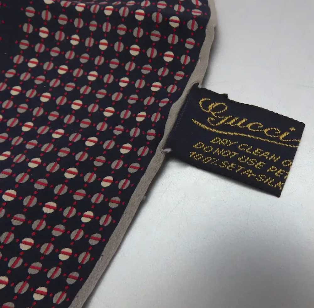 Vintage Silk Gucci Scarf 16" Square Pocket Square - image 2