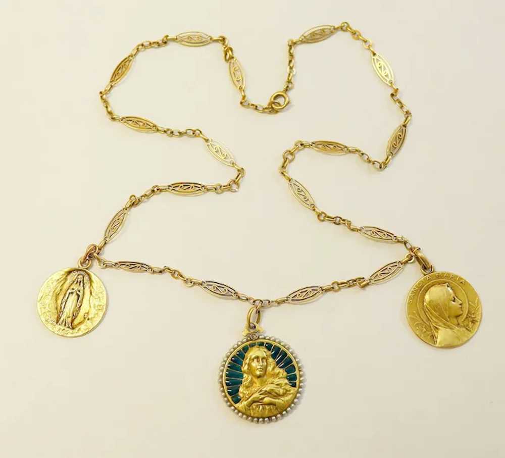 Plique à jour, all 18K. Gold Necklace Exceptional… - image 6