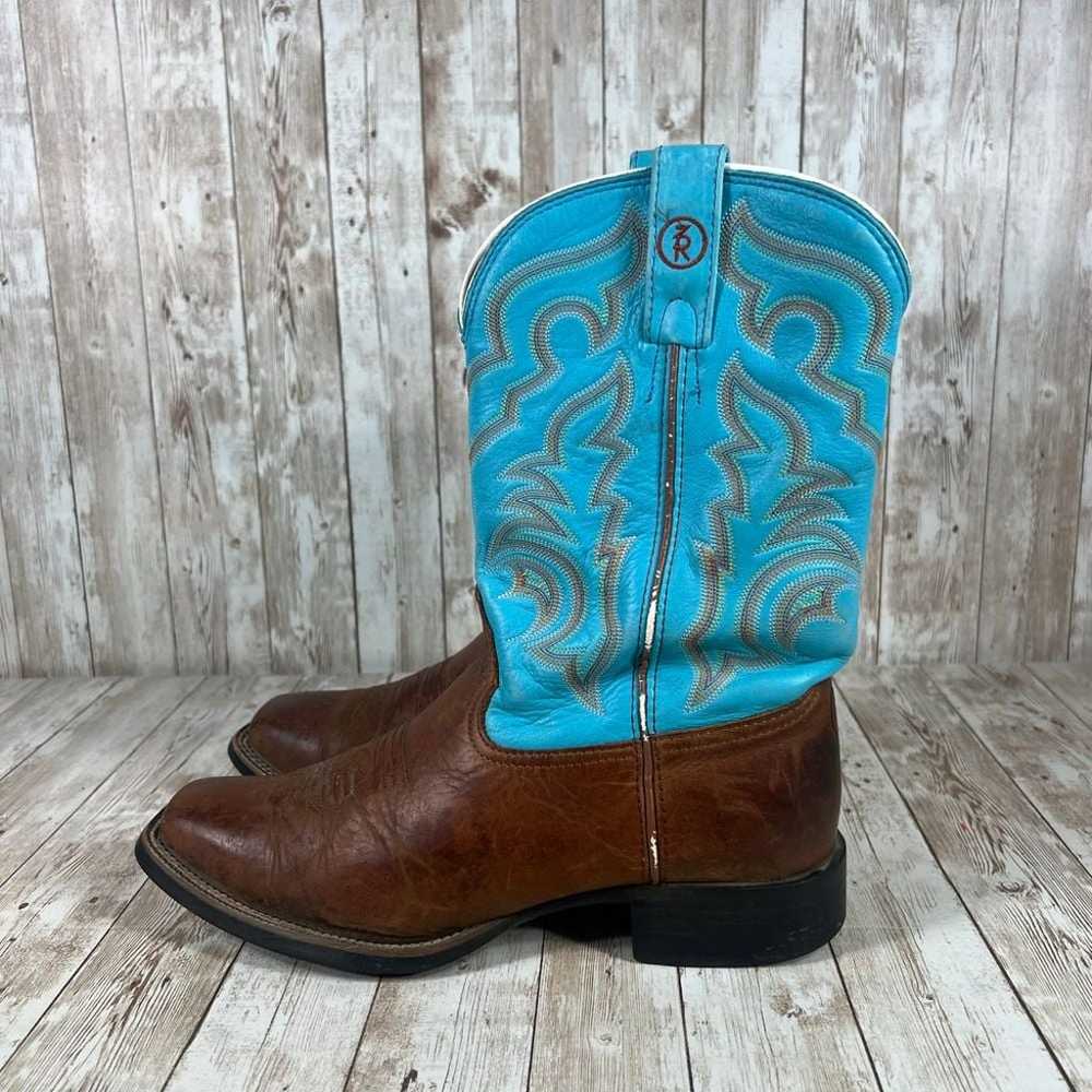 Tony Lama Western Cowgirl Boots Turquoise Brown L… - image 2