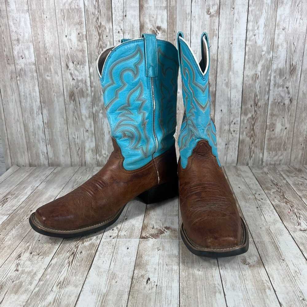 Tony Lama Western Cowgirl Boots Turquoise Brown L… - image 5