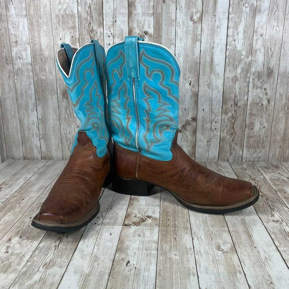 Tony Lama Western Cowgirl Boots Turquoise Brown L… - image 6