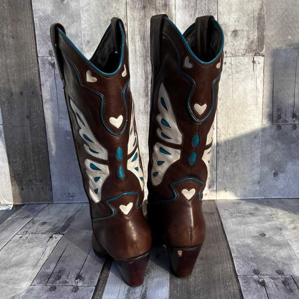 Nine West Cowboy Boots Sz 8 VTG Y2K Leather Butte… - image 4