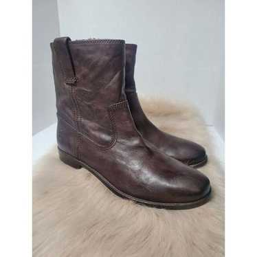 Frye Anna Shortie Brown Leather Bootie Women's Sho