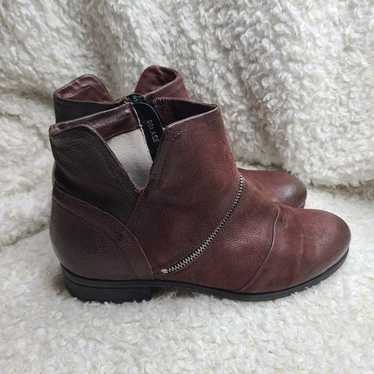 Miz Mooz Solace Burgundy Leather Ankle Boots sz 4… - image 1