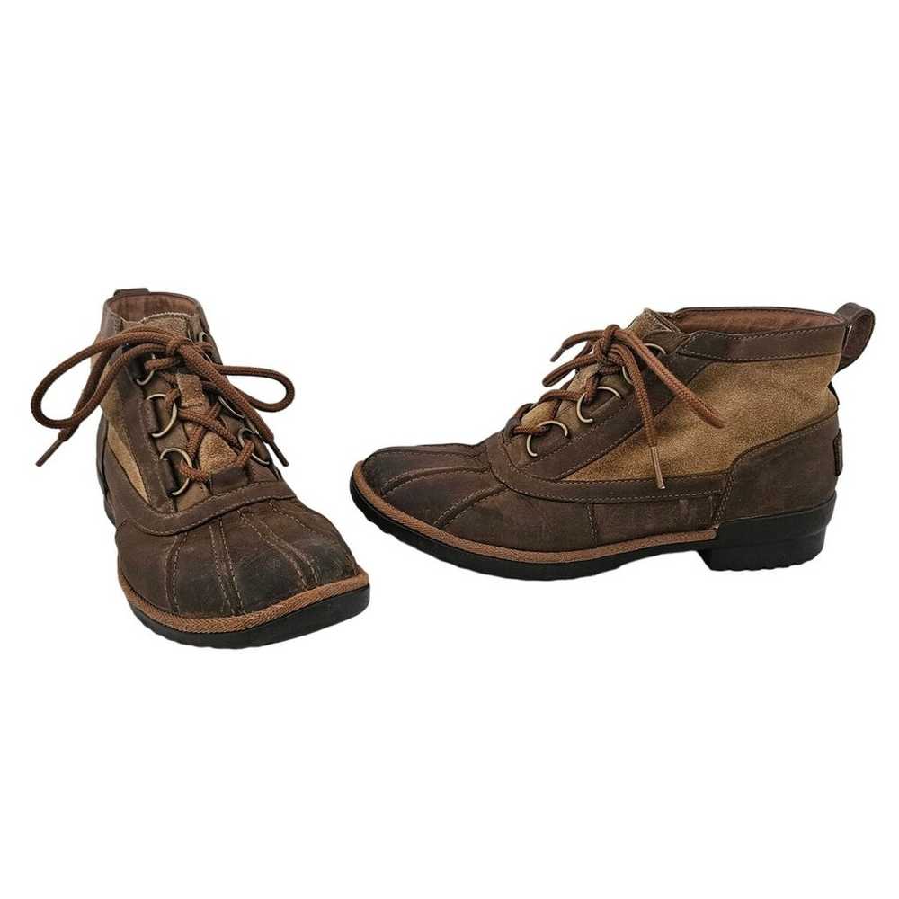 UGG Women's Brown Leather Heather Lace Up Ankle B… - image 1