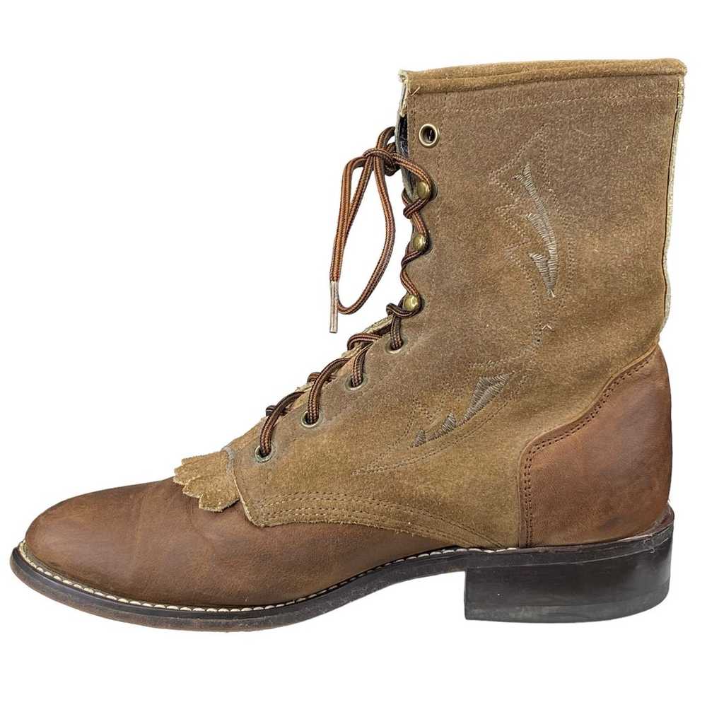 Laredo Women's Roper Brown Leather Suede Lace Up … - image 2