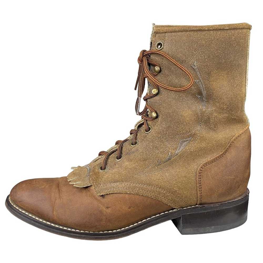 Laredo Women's Roper Brown Leather Suede Lace Up … - image 3