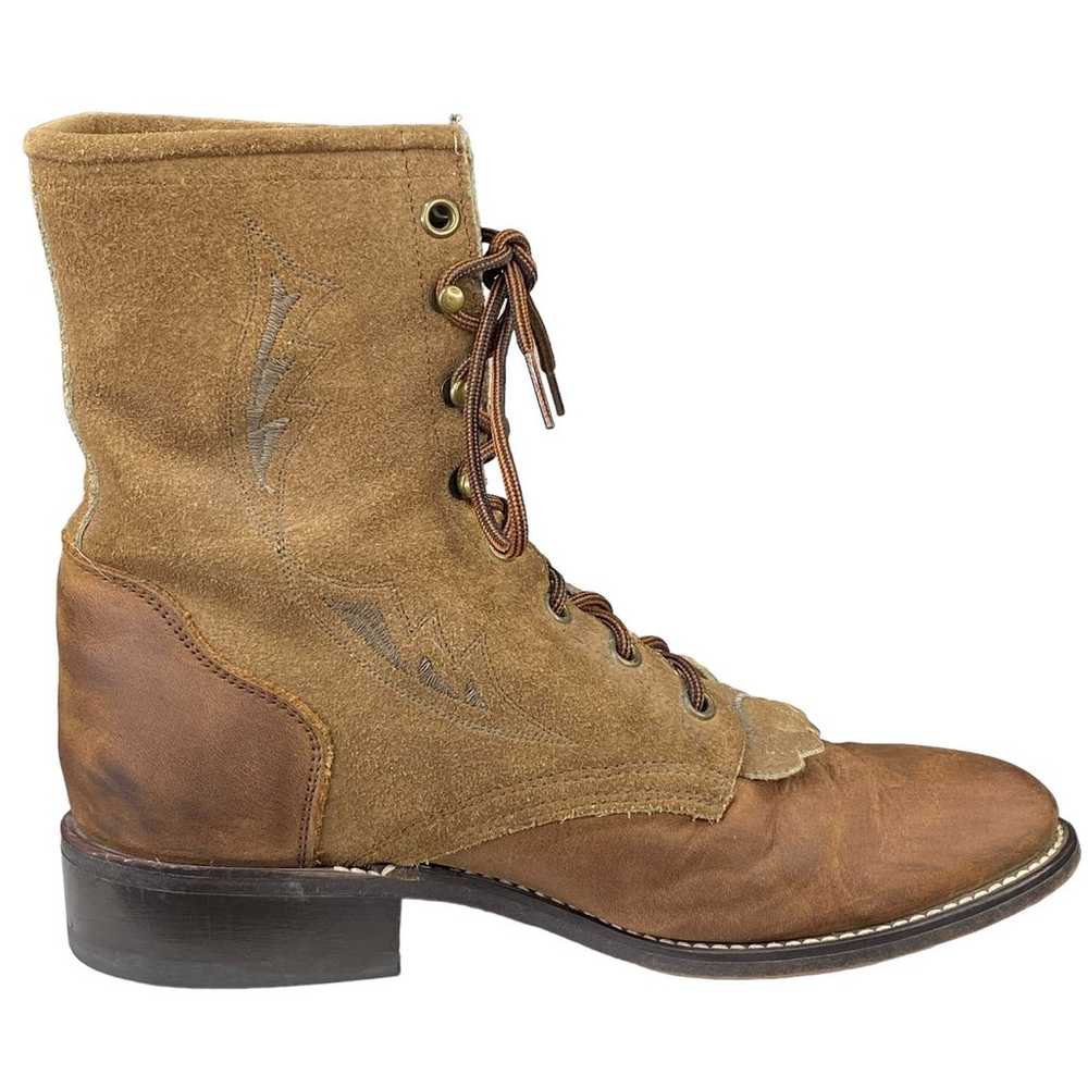 Laredo Women's Roper Brown Leather Suede Lace Up … - image 4