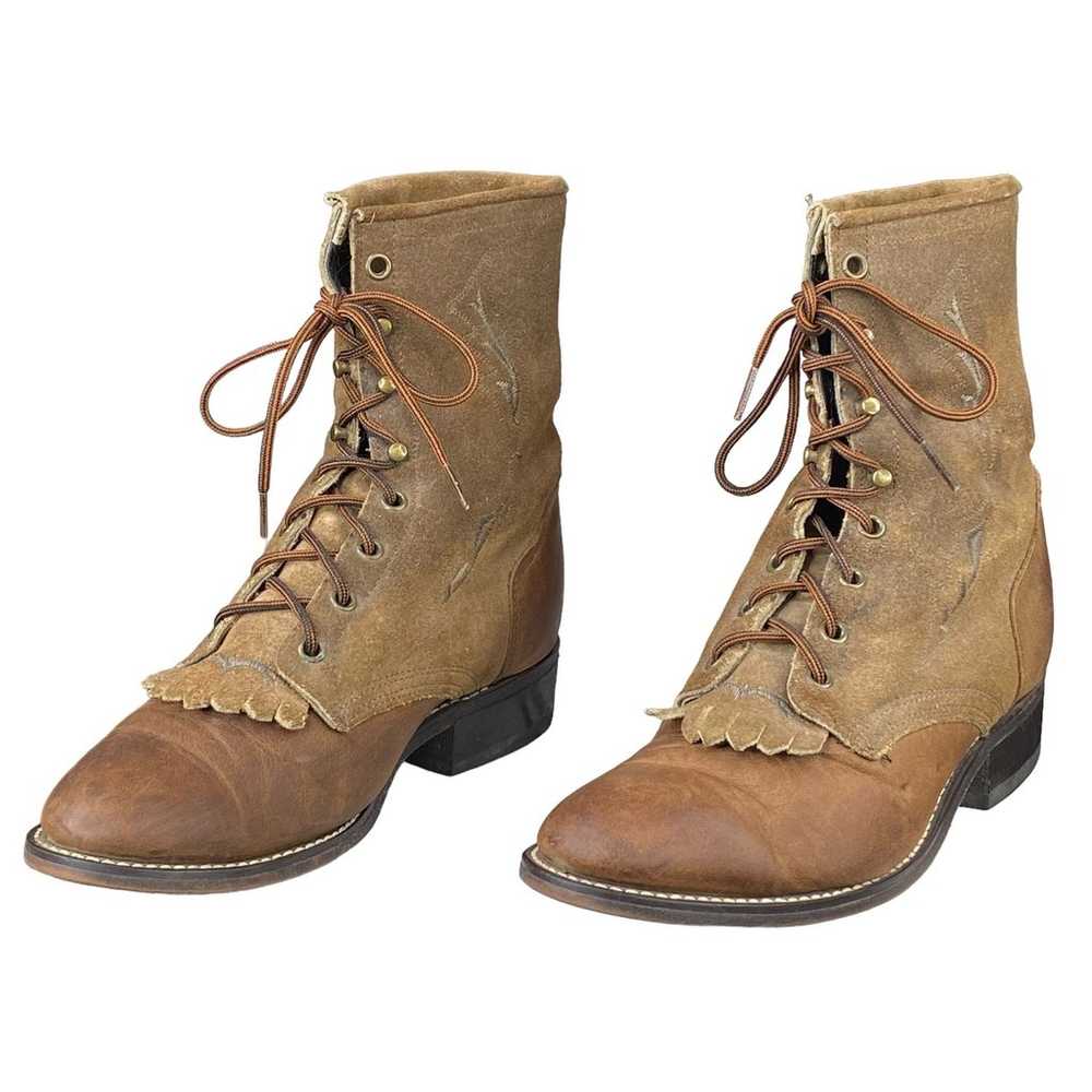 Laredo Women's Roper Brown Leather Suede Lace Up … - image 6