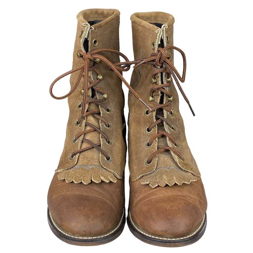 Laredo Women's Roper Brown Leather Suede Lace Up … - image 7