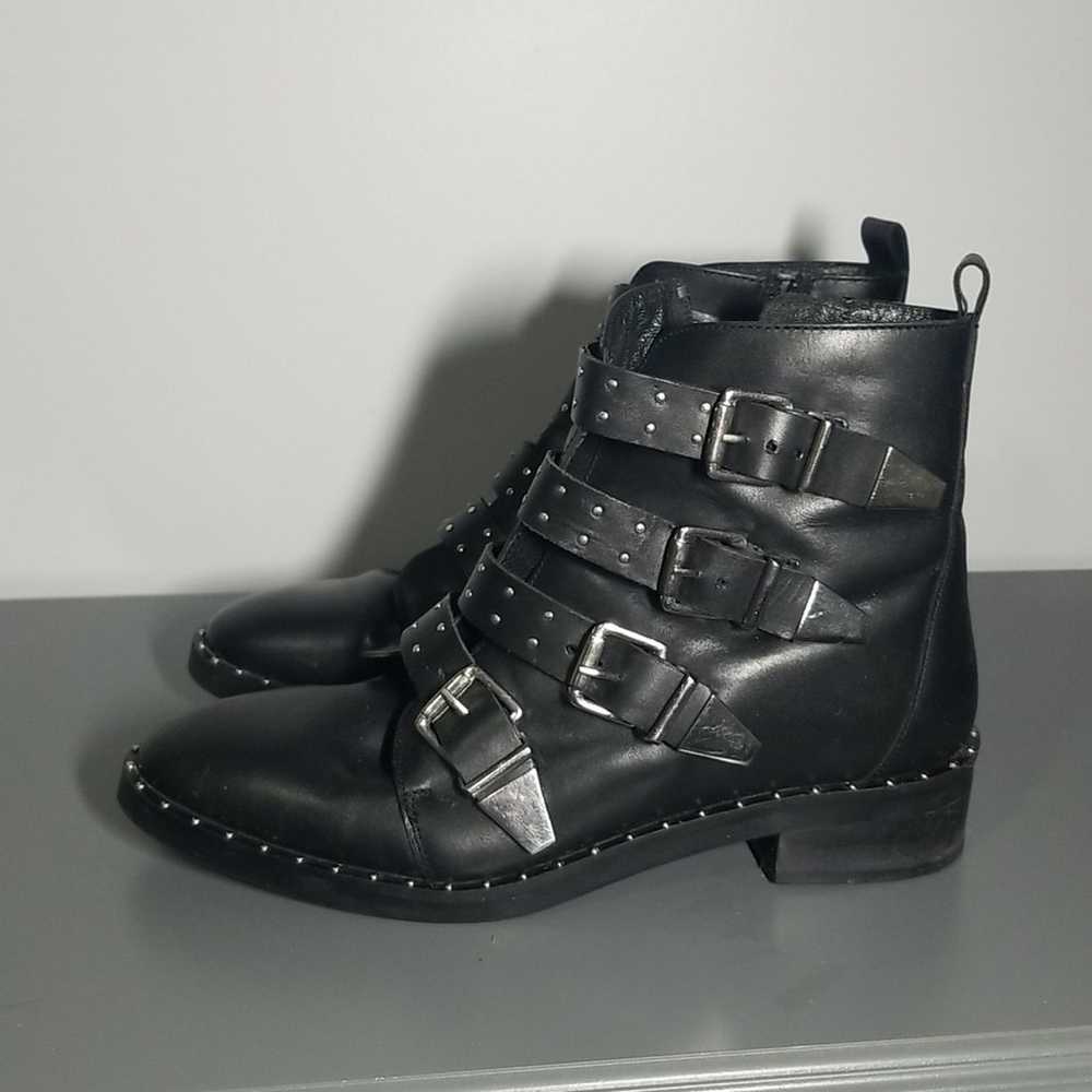 Office London strappy studded black moto boots - image 1