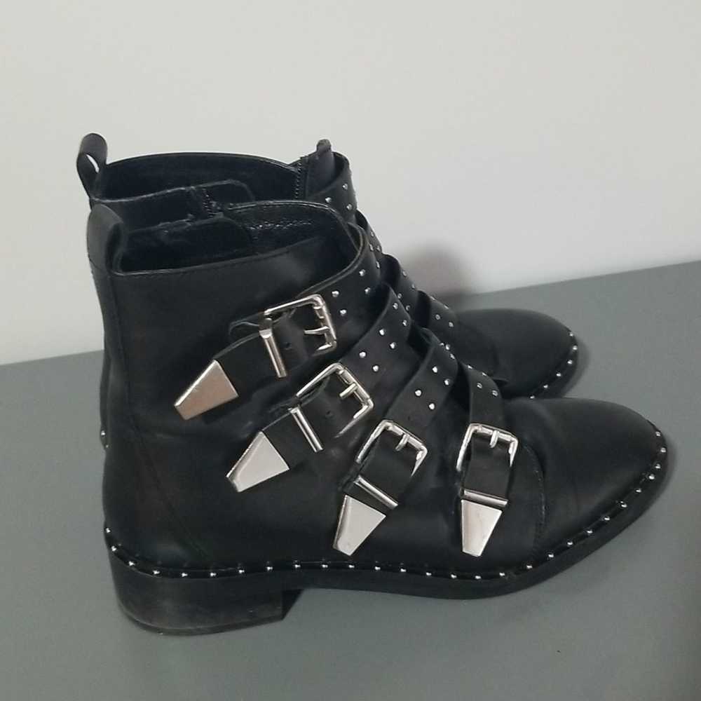 Office London strappy studded black moto boots - image 3