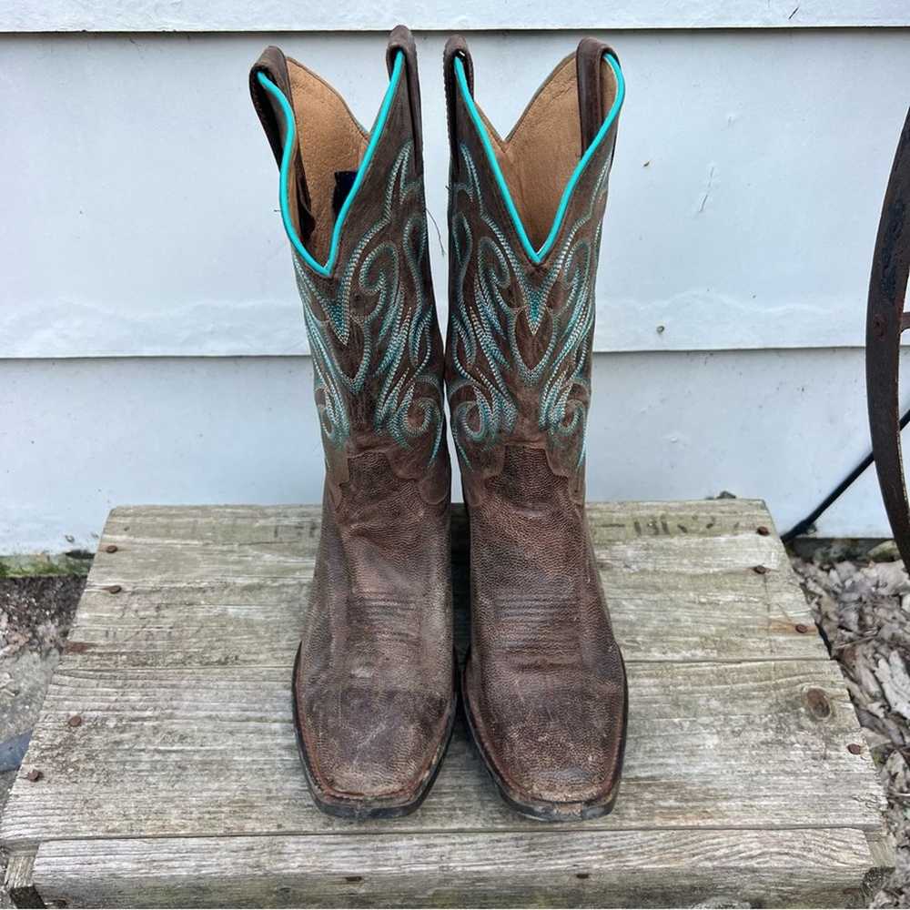 Shyanne Brown Square Toe Embroidered Cowgirl Boot… - image 3