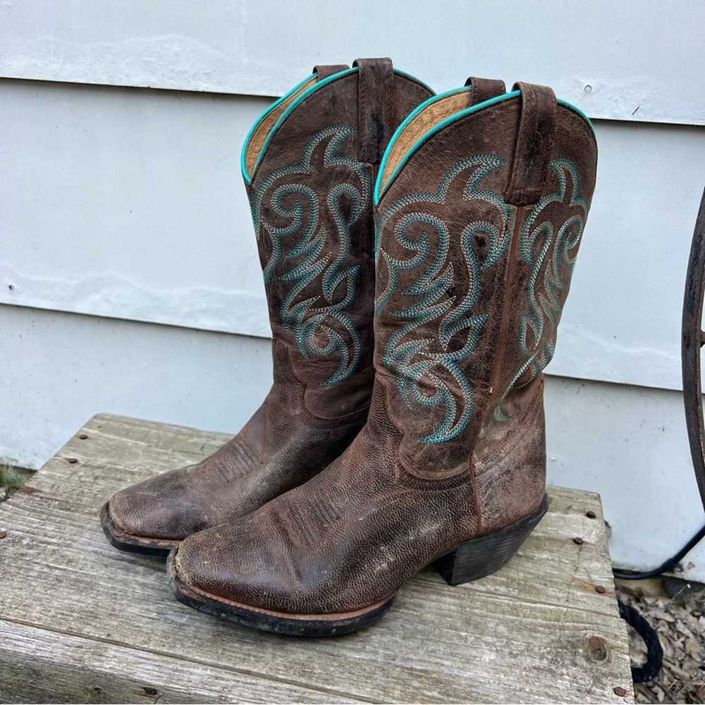 Shyanne Brown Square Toe Embroidered Cowgirl Boot… - image 7