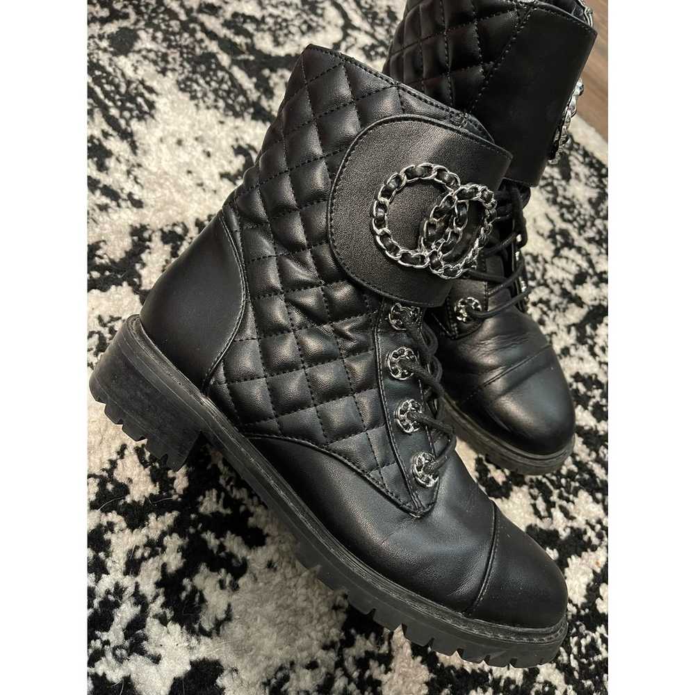 KellParker Quilted Mallory Black Combat Boot Sz 7 - image 3