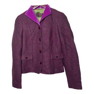 Etro Milano Italy Purple high quality Single Breasted Tweed Blazer Jacket Size 40