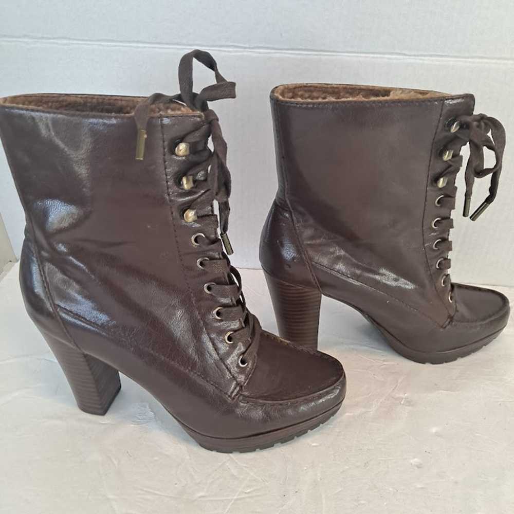 VTG Heeled Boots Lug Soles LaceUp Circa Joan Davi… - image 1