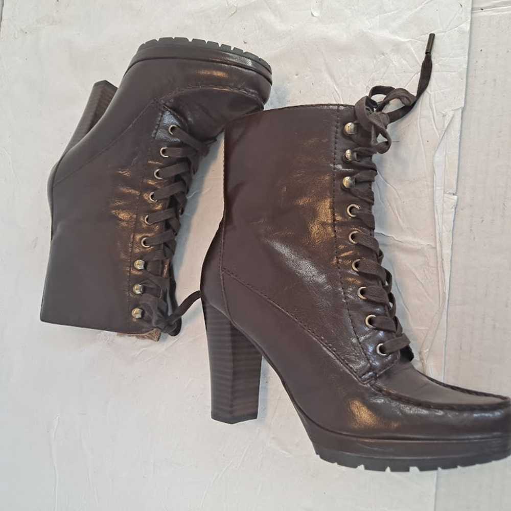 VTG Heeled Boots Lug Soles LaceUp Circa Joan Davi… - image 7