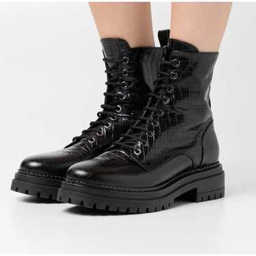 Minelli Lace Up Black Combat Boots