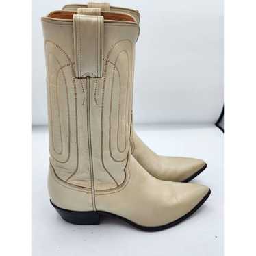 Vtg Justin Boots Cream Shimmer Cowgirl Western Bo… - image 1