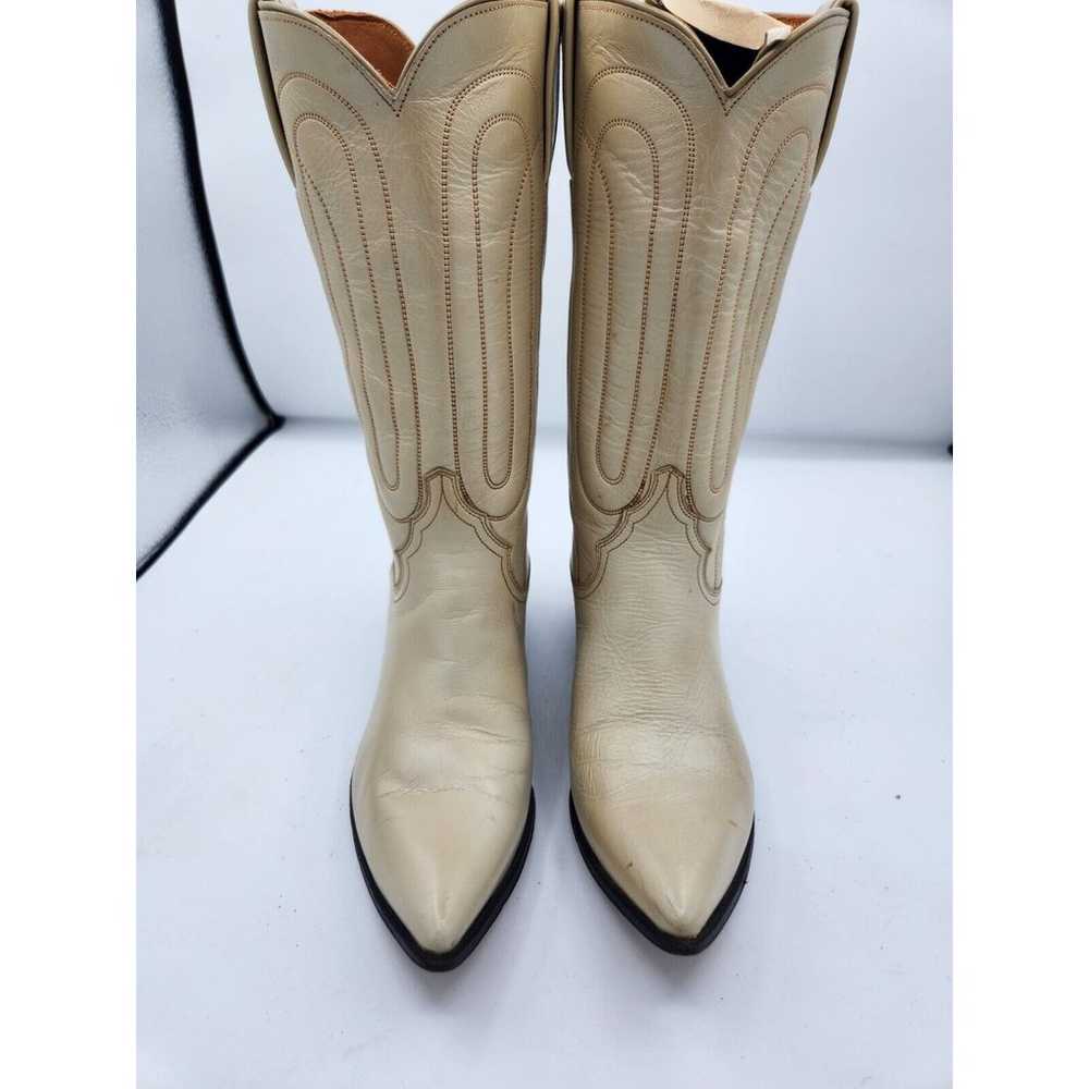 Vtg Justin Boots Cream Shimmer Cowgirl Western Bo… - image 3