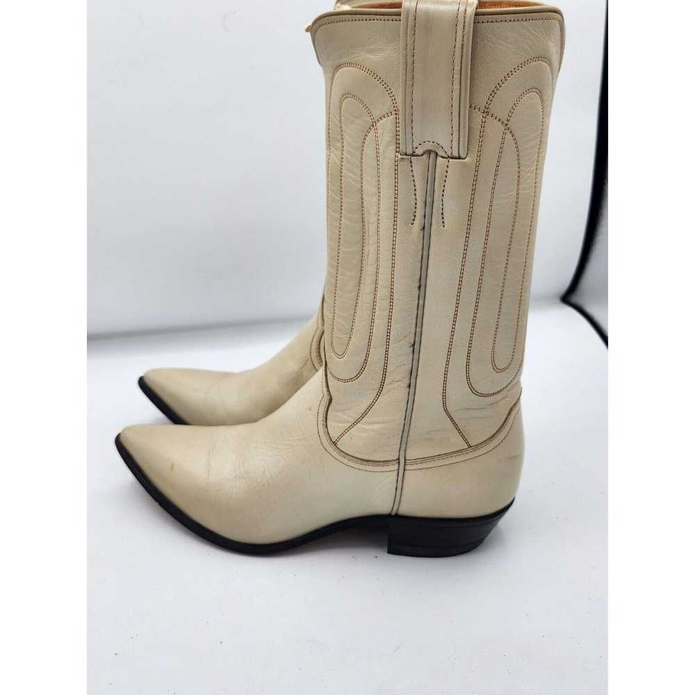 Vtg Justin Boots Cream Shimmer Cowgirl Western Bo… - image 6