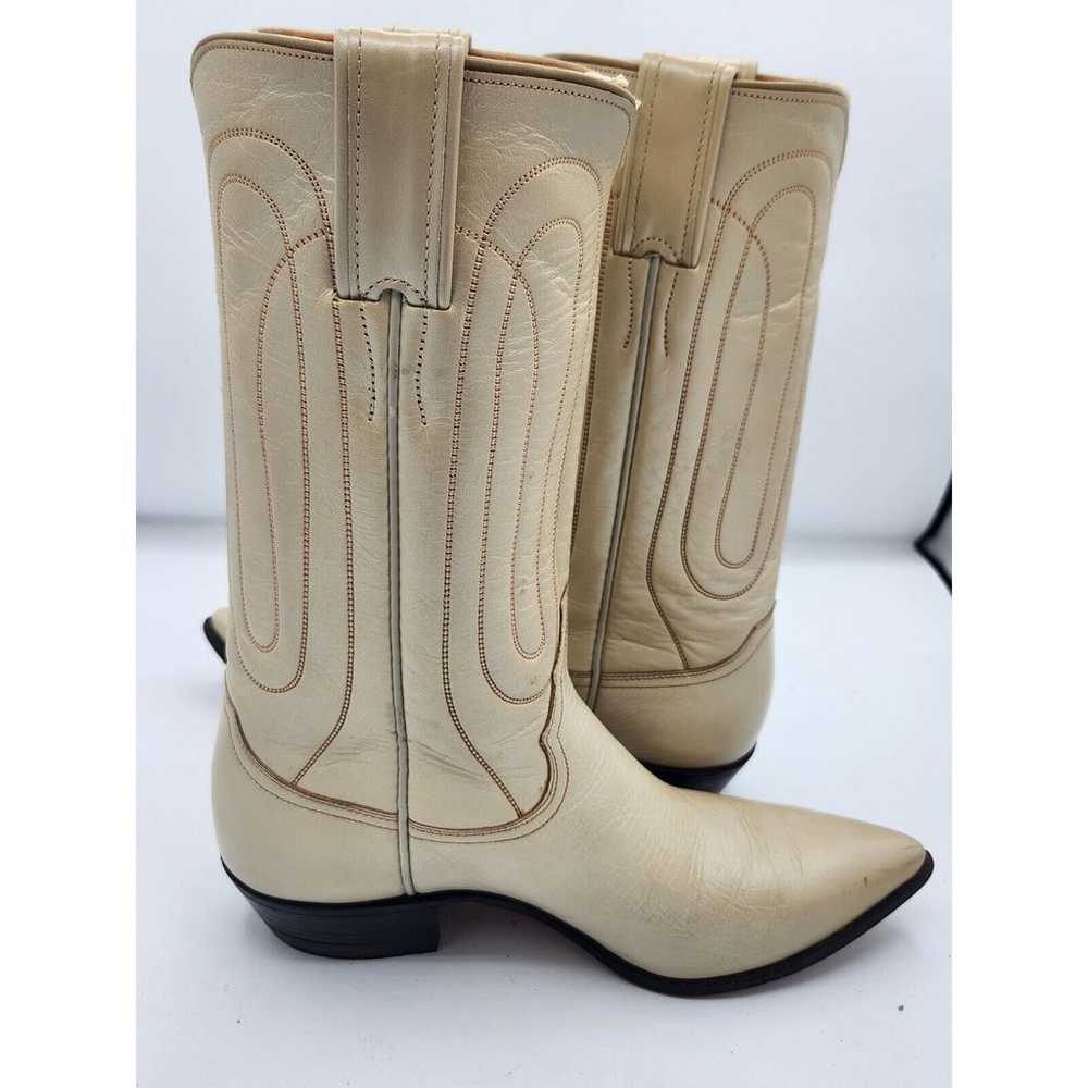 Vtg Justin Boots Cream Shimmer Cowgirl Western Bo… - image 9