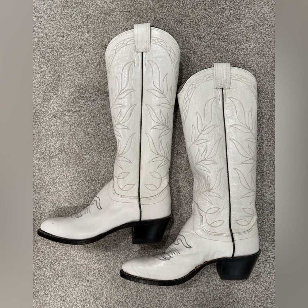 Olathe Vintage 1999 Tall Handmade White Leather C… - image 2