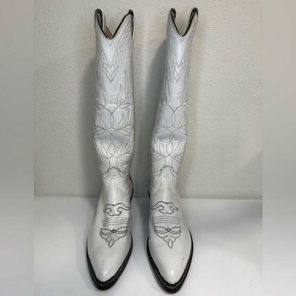 Olathe Vintage 1999 Tall Handmade White Leather C… - image 3