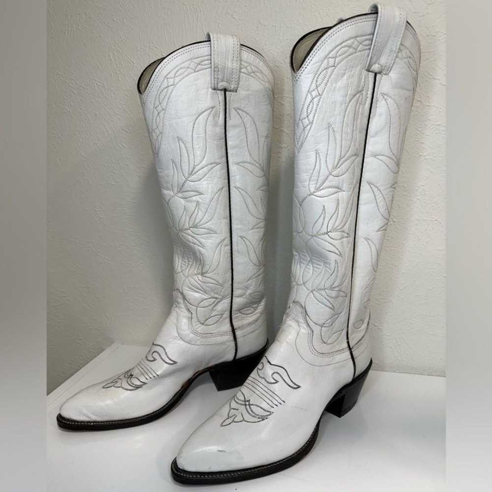 Olathe Vintage 1999 Tall Handmade White Leather C… - image 4