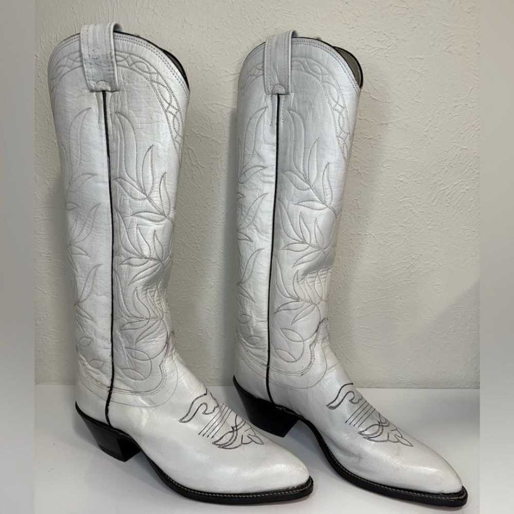 Olathe Vintage 1999 Tall Handmade White Leather C… - image 5