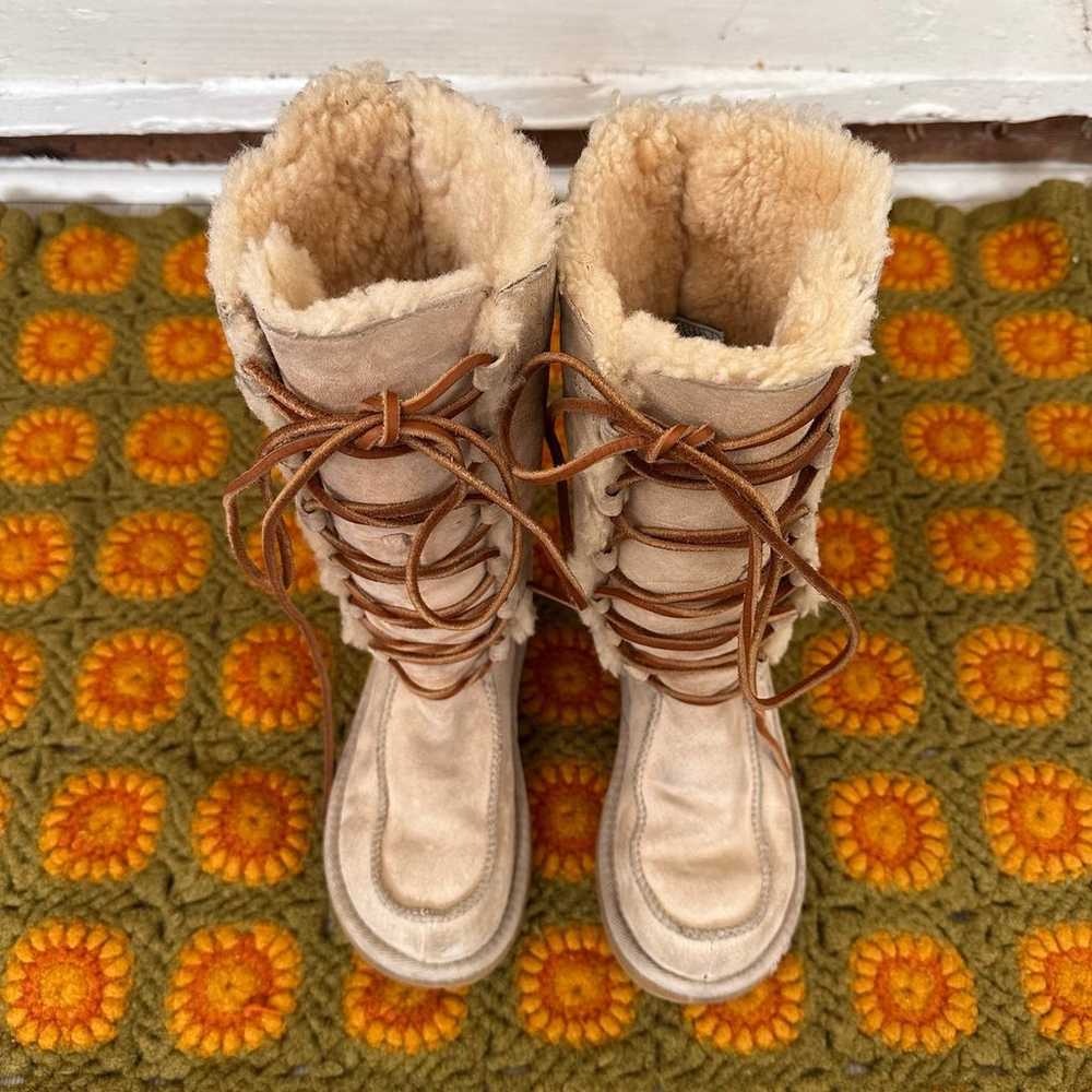 Ugg shearling sheepskin lined leather moccasin wi… - image 4