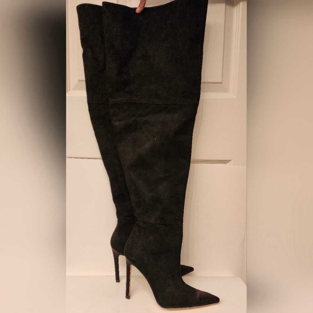 Good American Thigh High Slouch Faux Suede Black … - image 3