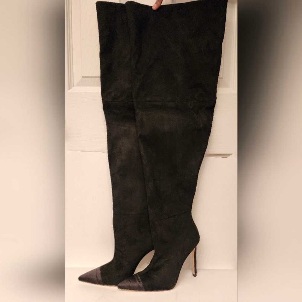 Good American Thigh High Slouch Faux Suede Black … - image 4