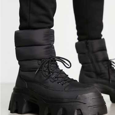 New ASOS Chunky Sole Black Nylon Puffer Boots