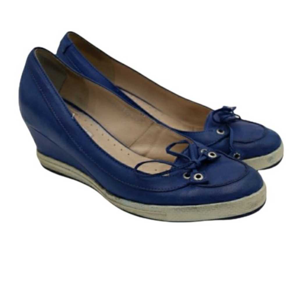 Gina Piacci Blue Wedge Heel Leather European Heel… - image 1