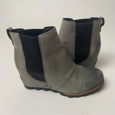 Sorel Lea Wedge Chelsea Ankle Boots Grey Quarry Le