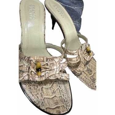 Franco Sarto Tan Snakeskin Print Strappy Sandals … - image 1