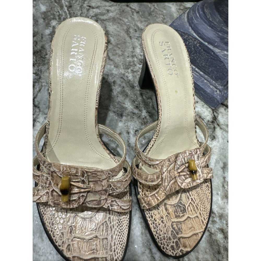 Franco Sarto Tan Snakeskin Print Strappy Sandals … - image 2