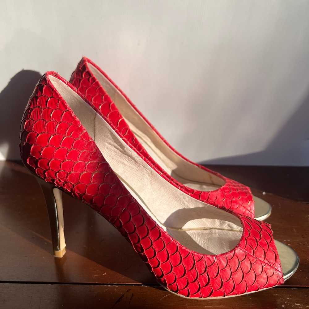 Vintage Louise et Cie red skin pumps - image 3