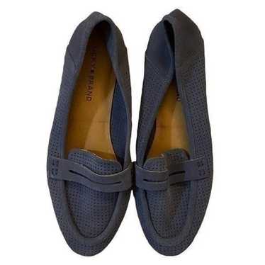 Lucky Brand Blue Suede Perforated Loafers Size 8.5