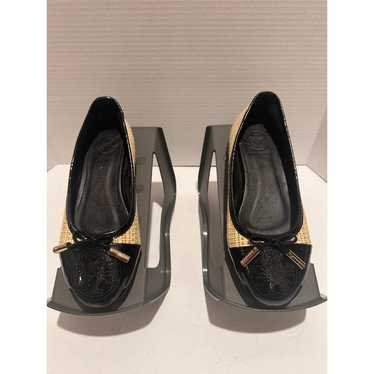 Tory Burch Catherine Raffia Black Cap Toe Ballet … - image 1