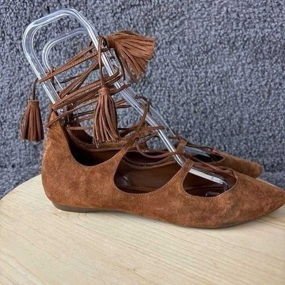 Schutz Lace Up Ballet Flats Womens 9.5 Brown Sued… - image 4