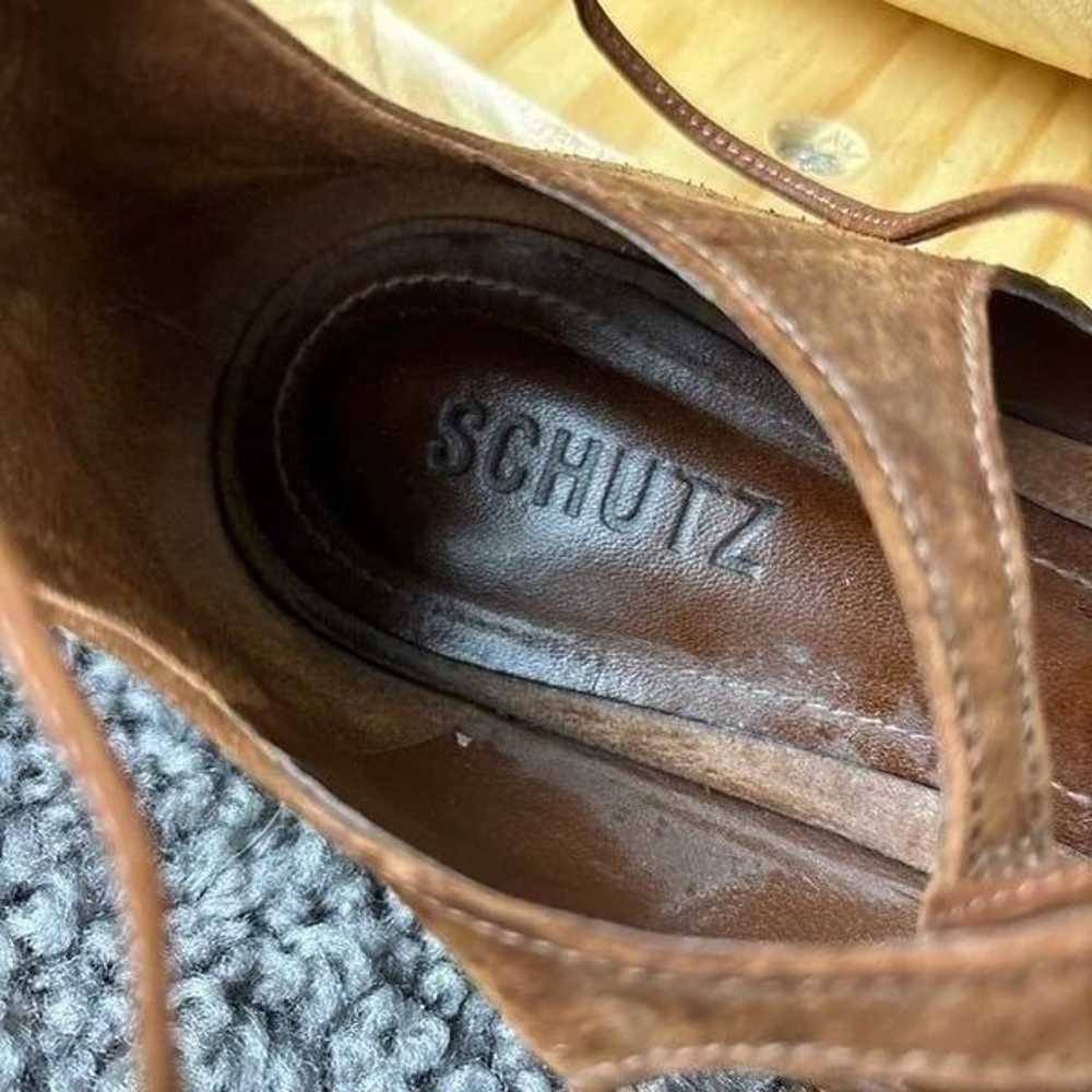 Schutz Lace Up Ballet Flats Womens 9.5 Brown Sued… - image 8