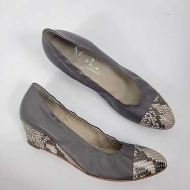 AGL Attilio Giusti Leombruni snakeskin wedges cap 