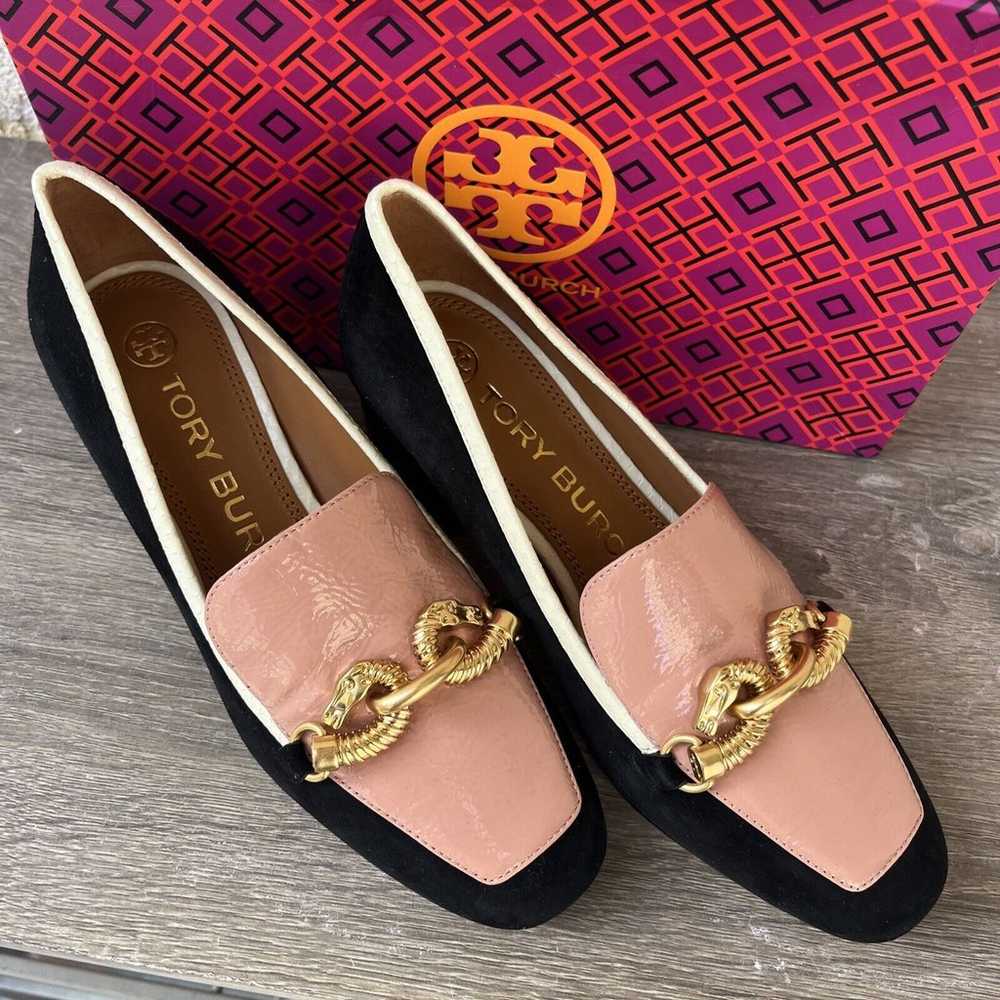 Tory Burch Pink And Navy Suede Jessa Block Heels … - image 8